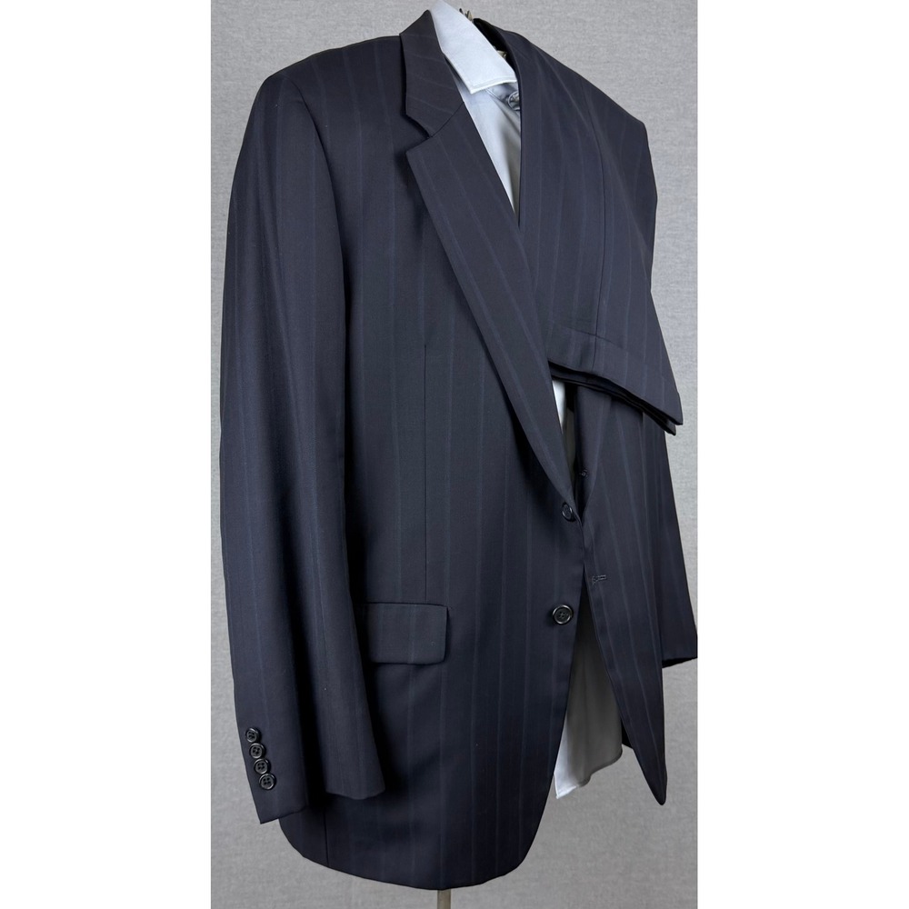 Hickey Freeman Nordstrom Mens 2 Piece Suit Navy Pinstripe 100% Wool 44R 38x30